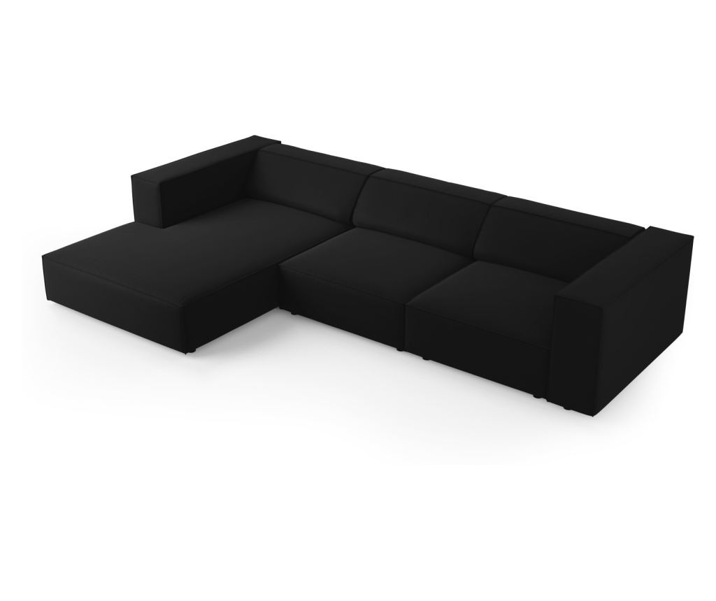 Cosmopolitan Design 622396 sarokkanapé, Arendal, fekete, 70x166x284 cm - 4
