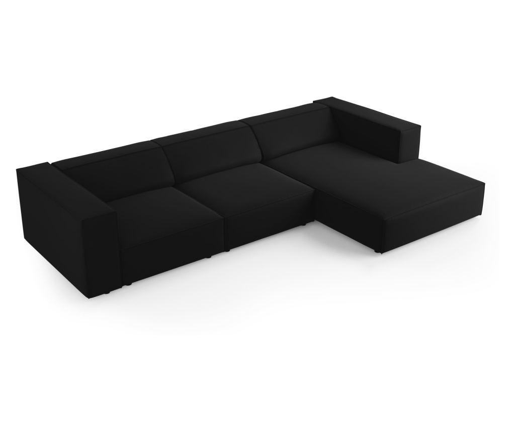 Sarokülőgarnitúra Cosmopolitan Design 622396, Arendal, fekete, 70x166x284 cm - 4
