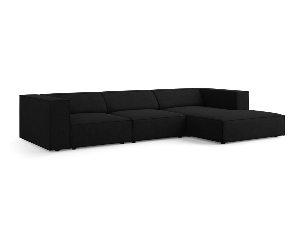 Sarokkanapé Cosmopolitan Design 622396, Arendal, fekete, 70x166x284 cm - 2