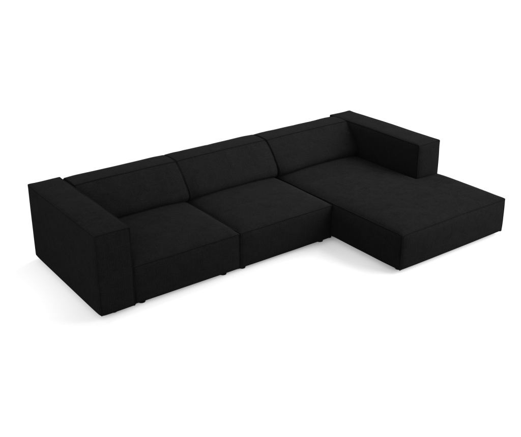 Sarokkanapé Cosmopolitan Design 622396, Arendal, fekete, 70x166x284 cm - 4