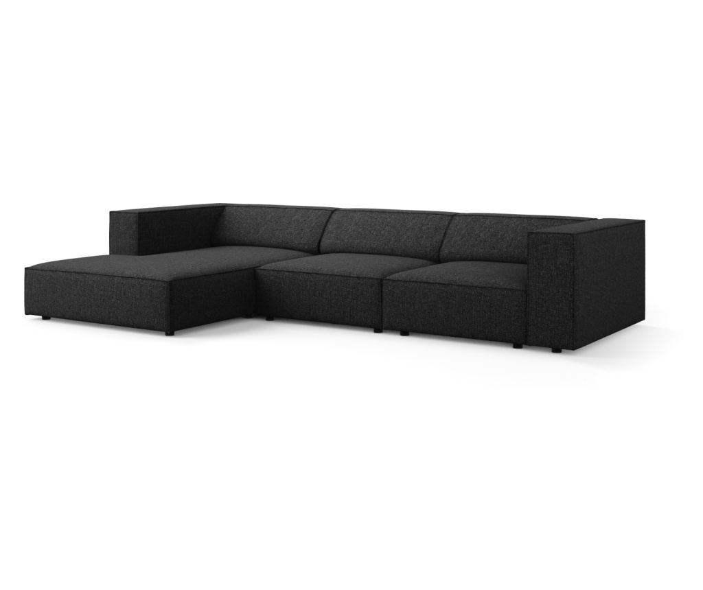 Sarokkanapé Cosmopolitan Design 622396, Arendal, Fekete, 70x166x284 cm - 2