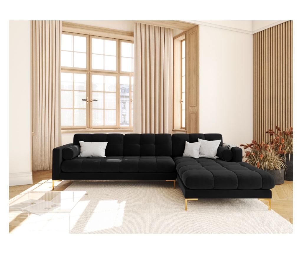 Sarokülőgarnitúra Cosmopolitan Design 620658, Bali, Fekete, 75x185x293 cm - 2