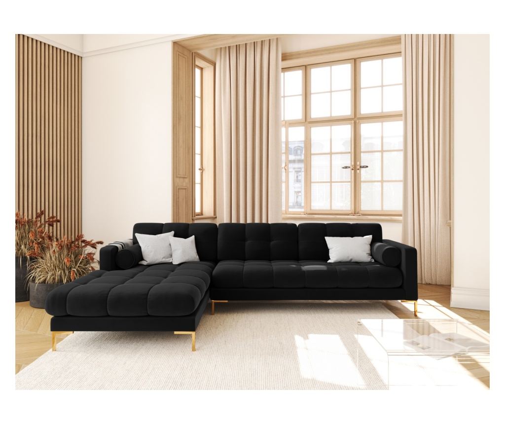 Sarokkanapé Cosmopolitan Design 620658, Bali, Fekete, 75x185x293 cm - 2