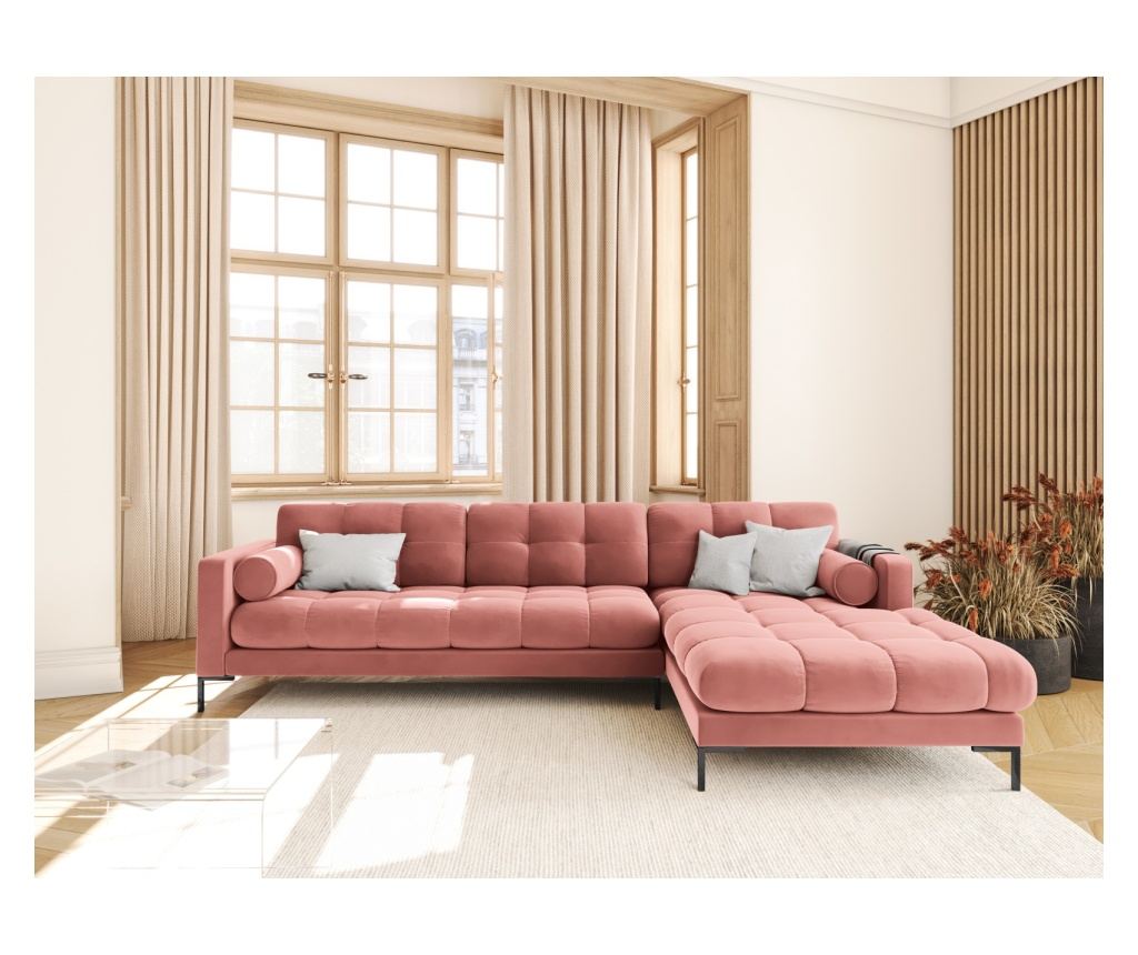 Sarokkanapé Cosmopolitan Design 620658, Bali, rózsaszín, 75x185x293 cm - 2