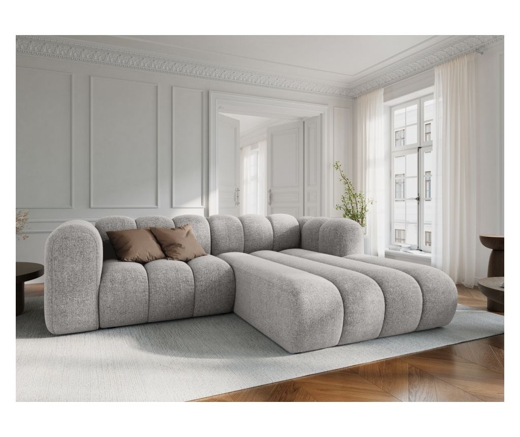 Micadoni Home Lupine Модулен ъглов диван, Светлосив - 2