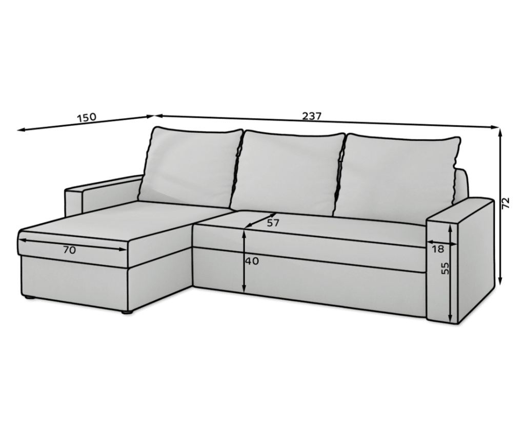 Canapea de colț Vstyle Elegant 480174, gri închis - 6