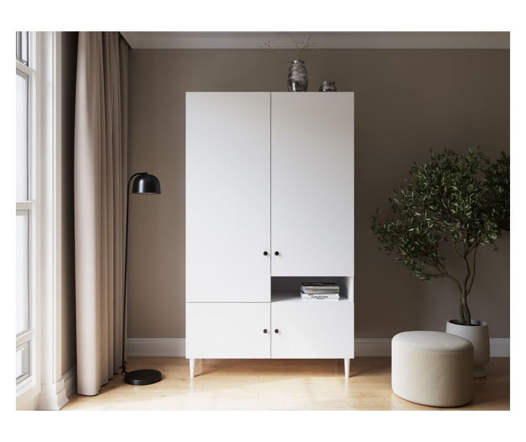 Vstyle Elegáns Gardróbszekrény 480256, Fehér, 205x60x120 - 2