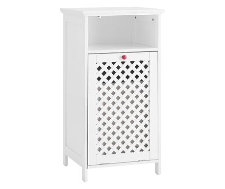 SoBuy kupaonski ormarić s košarom i policom, MDF struktura, crvene ručke