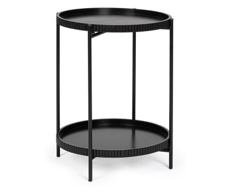 Herdys Čierny MDF a oceľový príručný stolík Ø42x52v