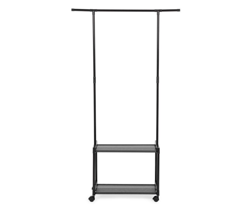 Clothes and Shoe Rack, Black Steel and Plastic, 86x35x156cm - 3