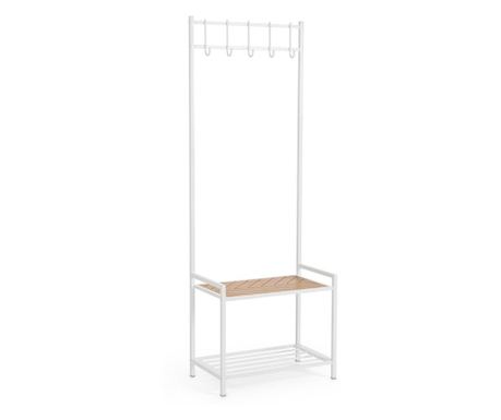 Закачалка за палта Бяла Стомана/Кафяв MDF 64.5x37.5x180h