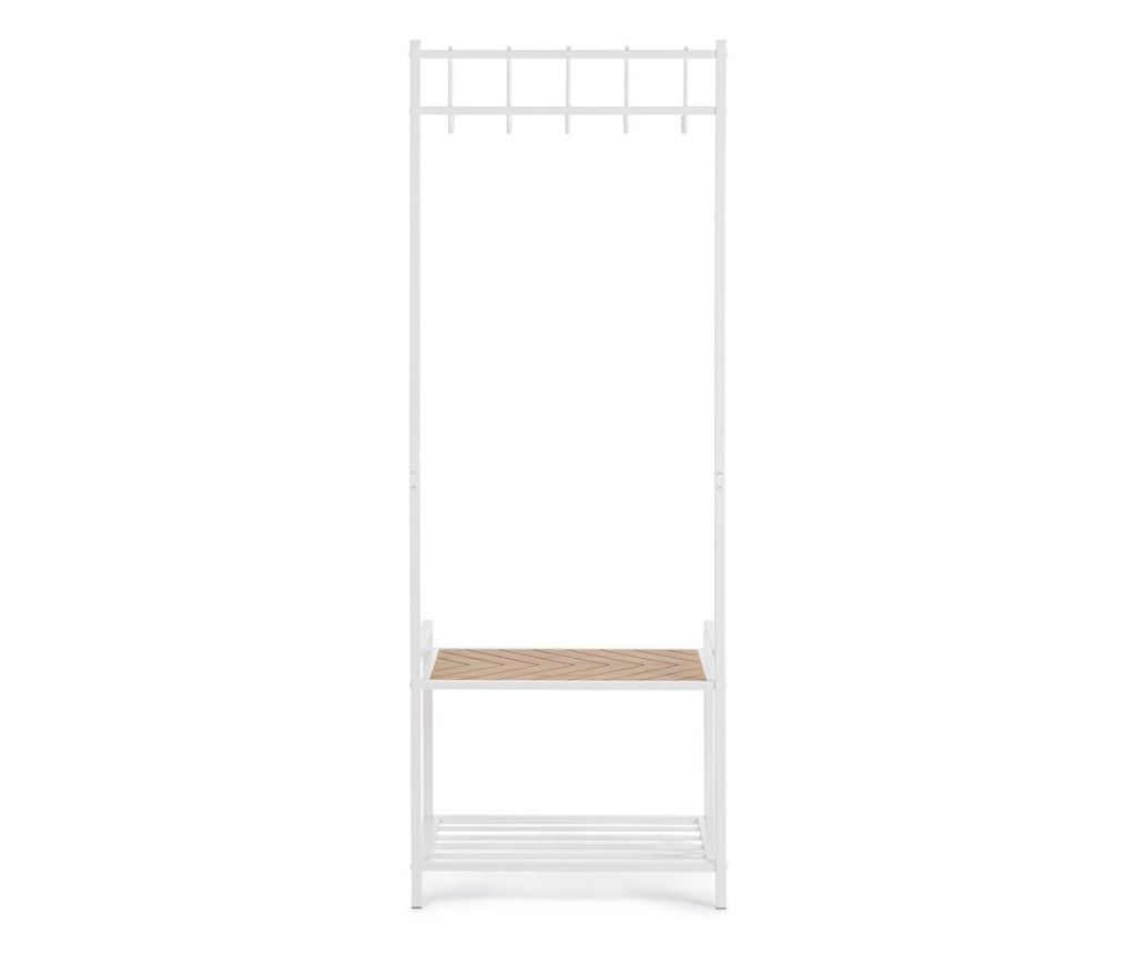 Coat Rack White Steel/Brown MDF 64.5x37.5x180h - 5