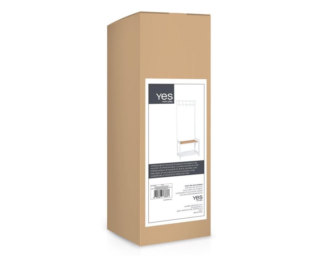 Coat Rack White Steel/Brown MDF 64.5x37.5x180h - 7