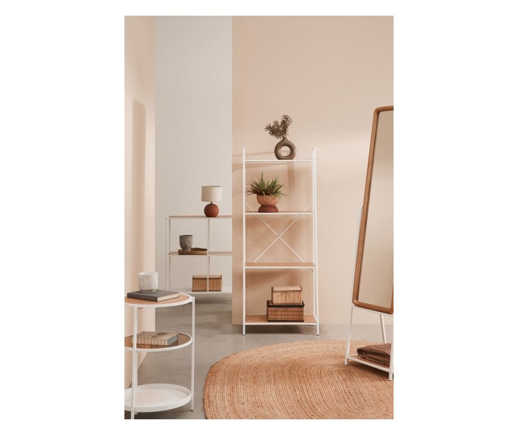 Haldor Console Table, White Steel, Natural MDF, 82x33x85h - 3