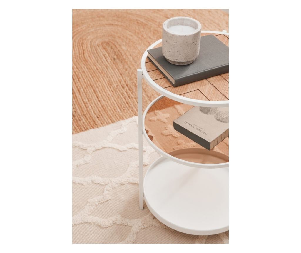 Haldor White Steel & Natural MDF Table Ø40x60.5h - 6