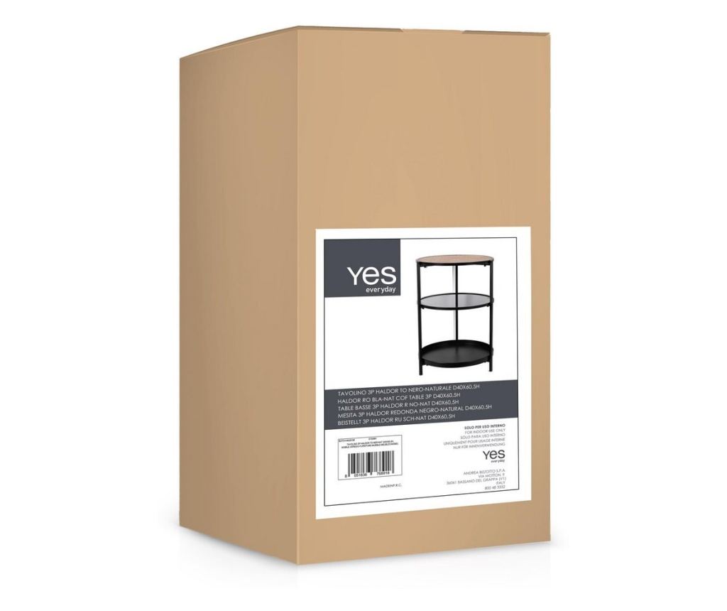 Haldor Black Steel & Natural MDF Table Ø40x60.5h - 5