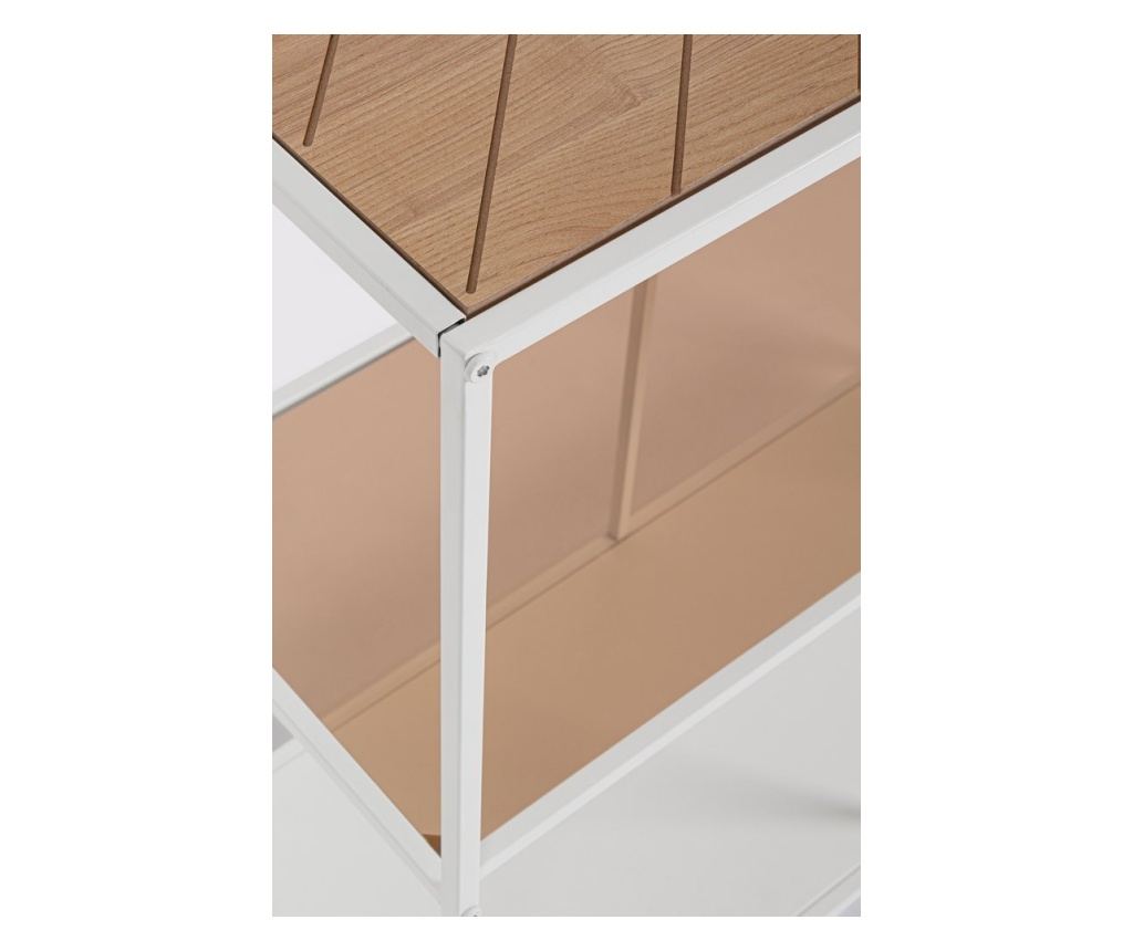 Haldor Console Table, White Steel, Natural MDF, 82x33x85h - 5