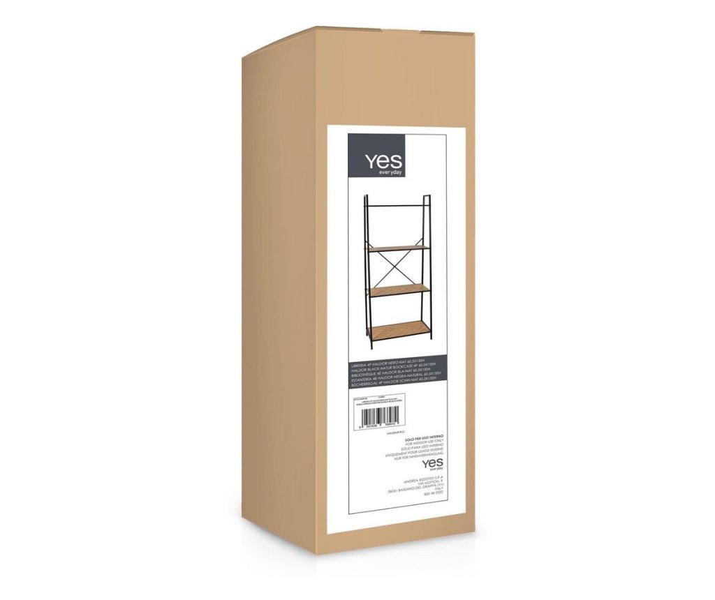 Haldor Black Steel and Natural MDF Shelf Unit 60.5x36x150h - 2