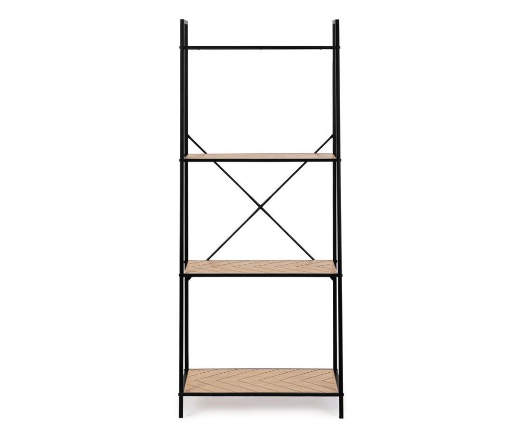 Haldor Black Steel and Natural MDF Shelf Unit 60.5x36x150h - 3