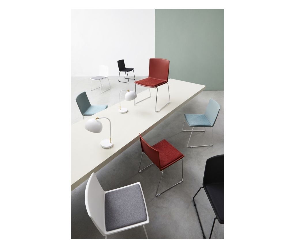 Set of 4 Chrome Chairs with Red Fabric - 5