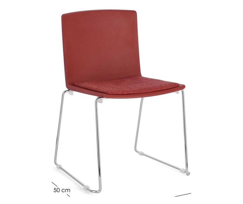 Set of 4 Chrome Chairs with Red Fabric - 9