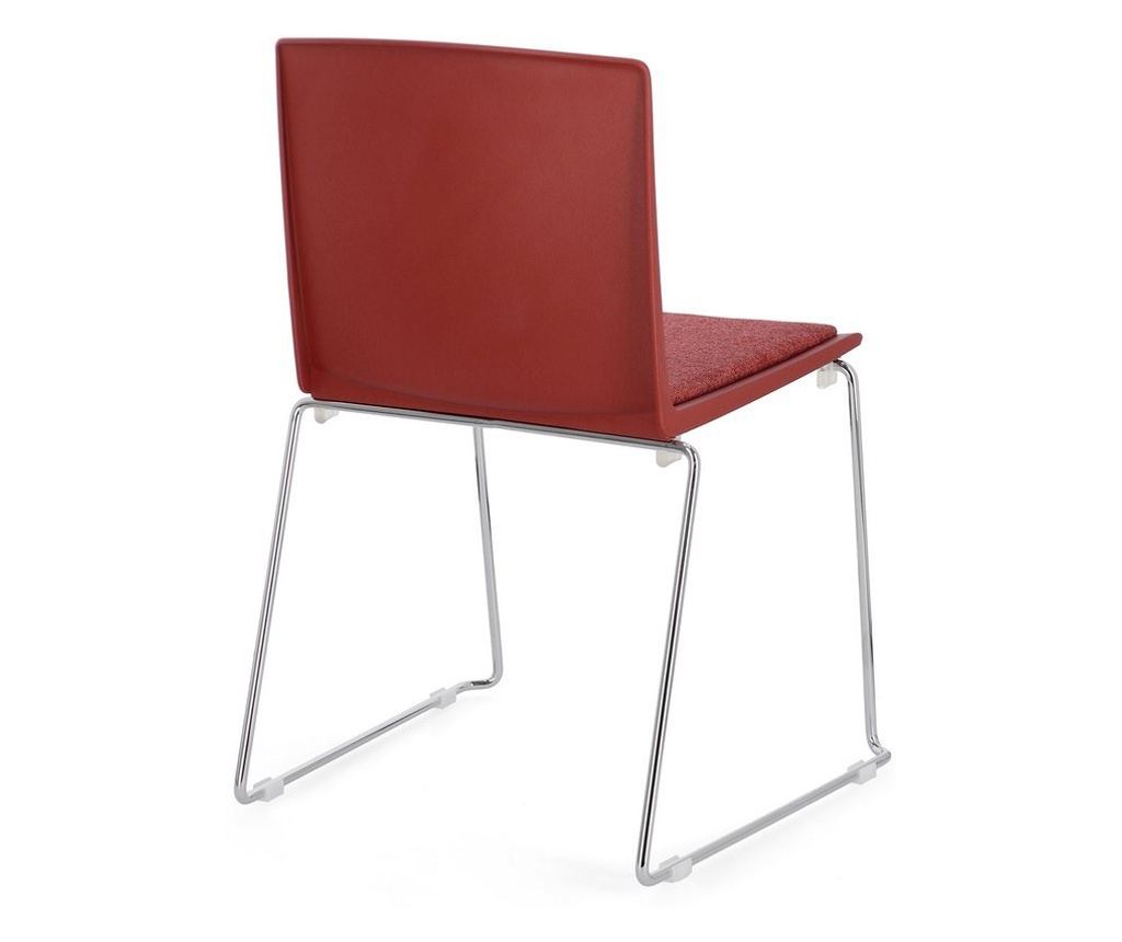 Set of 4 Chrome Chairs with Red Fabric - 11