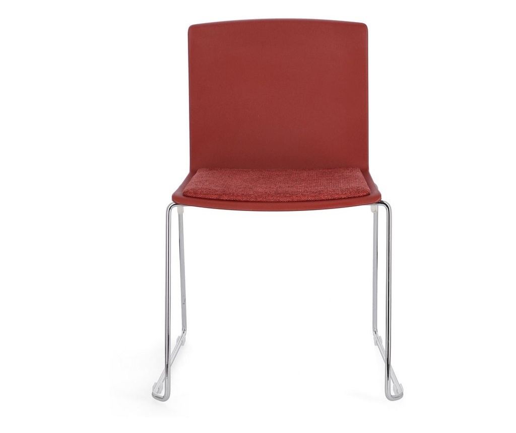 Set of 4 Chrome Chairs with Red Fabric - 13
