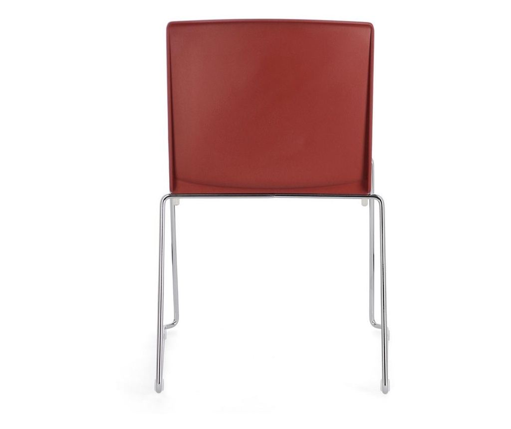 Set of 4 Chrome Chairs with Red Fabric - 15