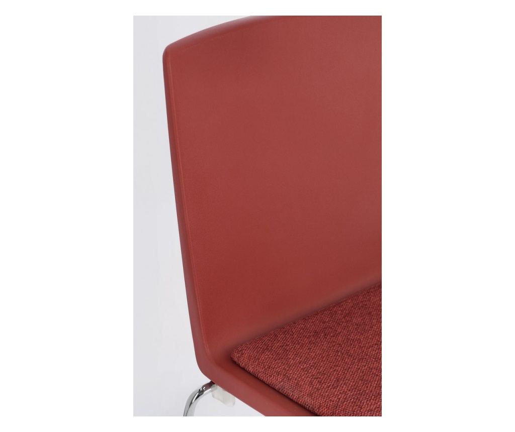 Set of 4 Chrome Chairs with Red Fabric - 17