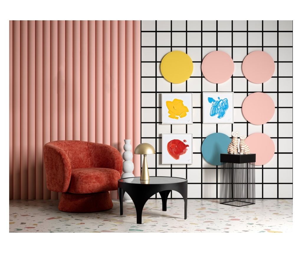 Julienne Red Fabric Swivel Armchair 78x81x77h - 2