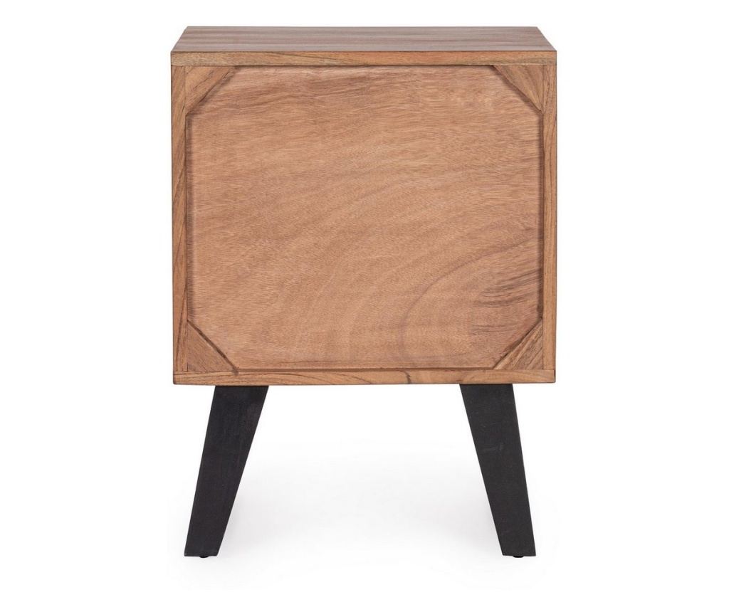 Isar Acacia Wood and Black Steel Nightstand 44x35x58h - 4