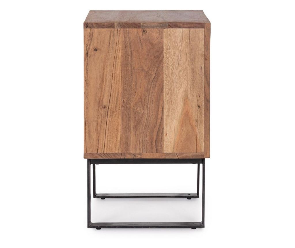 Isar Acacia Wood and Black Steel Nightstand 44x35x58h - 5