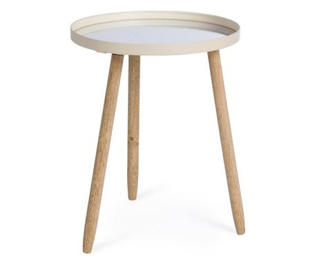 Zestaw 2 stolików Edvard, stal, drewno, lustro Ø35.5x44h; Ø40x51h
