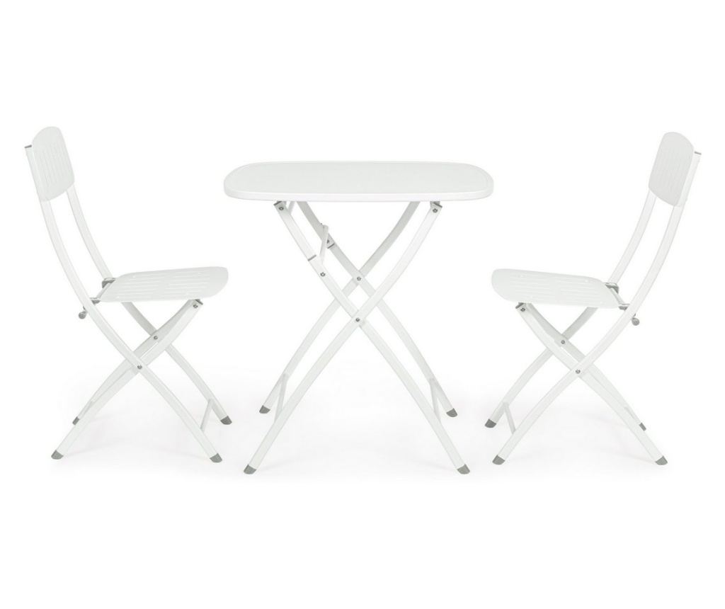 White Steel Garden Furniture Set Yvonne A:44x50x85h ; 70x70x72h - 7