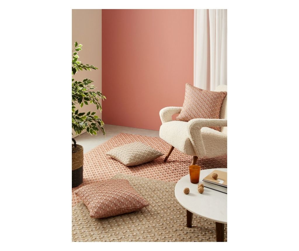 Set of 2 Indoor/Outdoor Pillow Covers, Pink Cream Bhajan 45x2.3x45 cm - 3