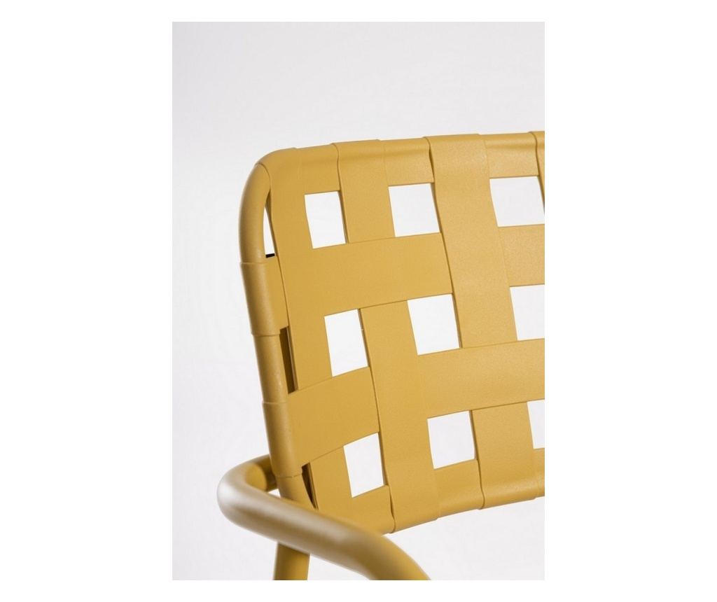 Set of 4 Clover Ochre Steel Garden Chairs 52x40x80h - 3