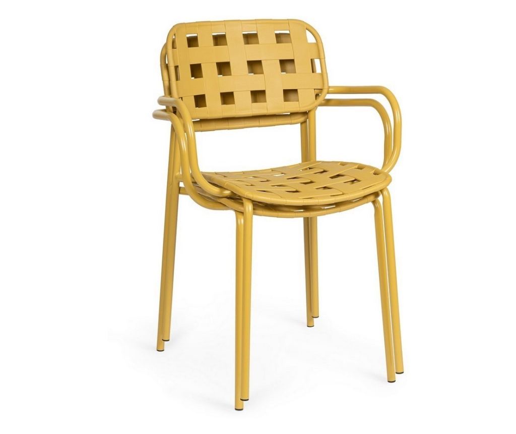 Set of 4 Clover Ochre Steel Garden Chairs 52x40x80h - 9