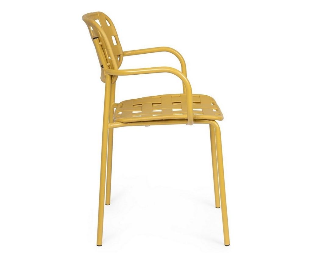 Set of 4 Clover Ochre Steel Garden Chairs 52x40x80h - 12