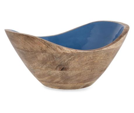Skleda iz mangovega lesa z modro emajlirano prevleko Knossos 24x21x11v