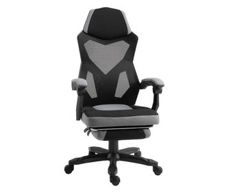 Scaun de birou ergonomic cu spătar culisant, suport pentru picioare retractabil, înălțime reglabilă, gri