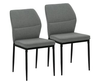 Set de 2 Scaune din Catifea cu Picioare Metalice, Spătar Curbat și Șezut Căptușit, 45x57x86 cm, Gri