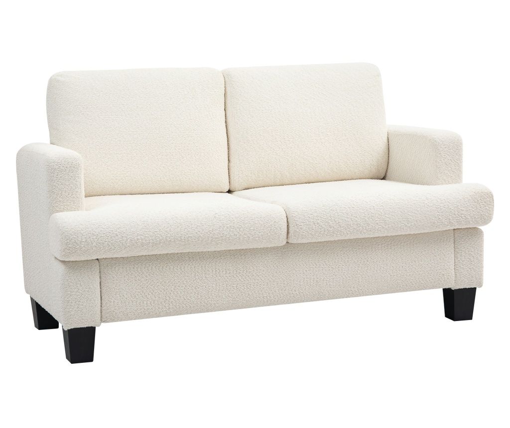 Two-Person Sofa with Detachable Back Cushions, 138x70x80 cm, Cream White
