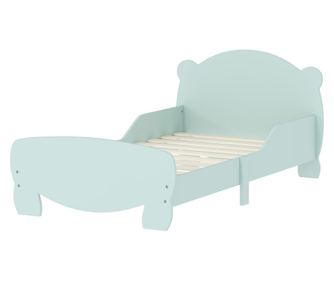 AIYAPLAY Монтесори легло за деца 3-6 години, 140x70 см, Детско легло със защитни прегради и дървена рамка с дизайн на мече