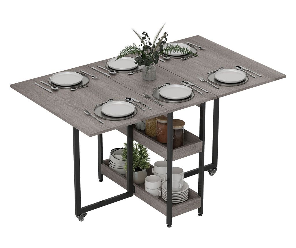 Masă Pliabilă Gri, Compartimente Deschise