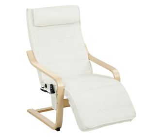 Масажен релакс стол с подгряване, ленен стол с 5 нива на регулиране на поставката за крака, висок стол с облегалка за ръце