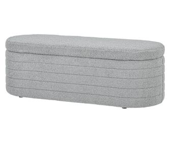Banchetă Tapiţată cu Spaţiu de Depozitare și Picioare din Lemn de Eucalipt, 116x41x40.5 cm, Gri Deschis