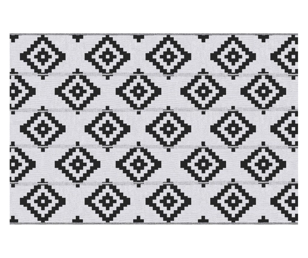 Covor de Exterior Rezistent la Raze UV, 182x274 cm, Negru și Alb