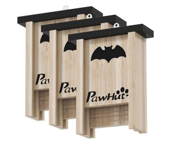 Set de 3 Căsuțe pentru Lilieci din Lemn de Brad, 18x6x22.5 cm, Lemn Natural