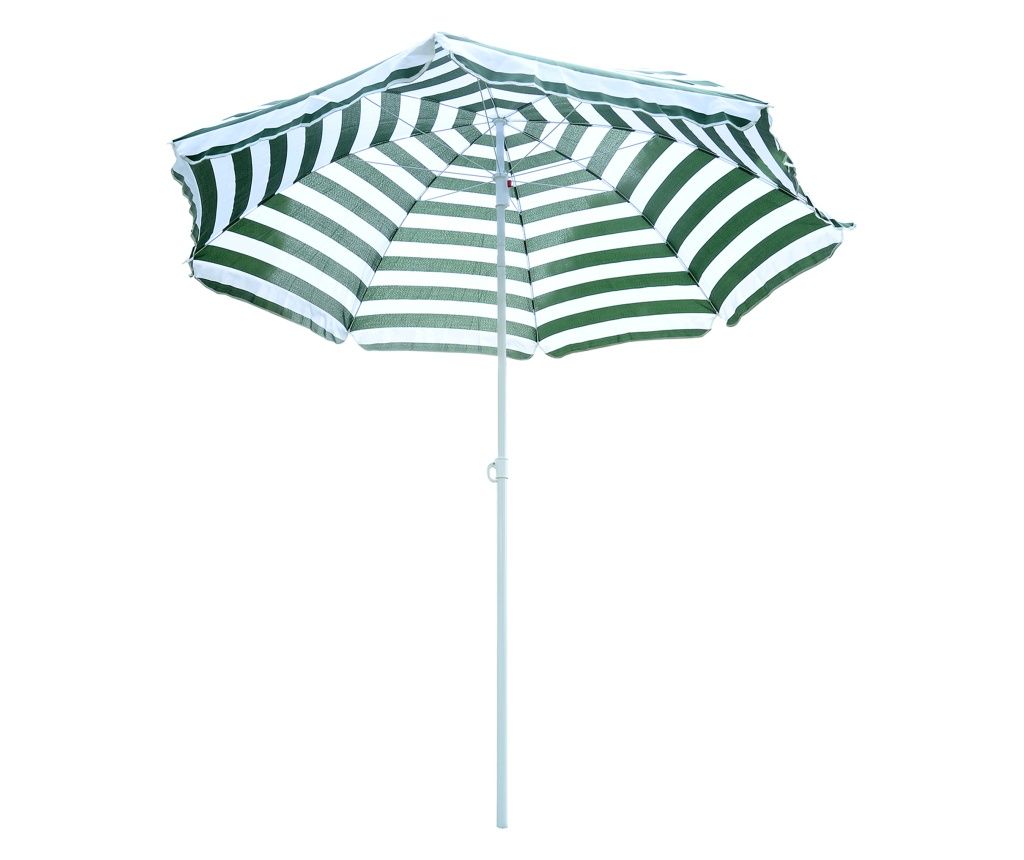 Umbrelă de Plajă cu Acoperiș Înclinabil la 45°, Ø1.8x2 m, Verde și Alb