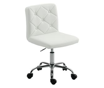 Scaun de Birou Reglabil pe Înălțime cu Tapițerie cu Nasturi Alb